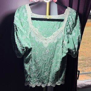 Democracy Green Lace Blouse